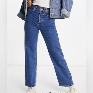 LEVI'S ribcage straight jean in dark wash